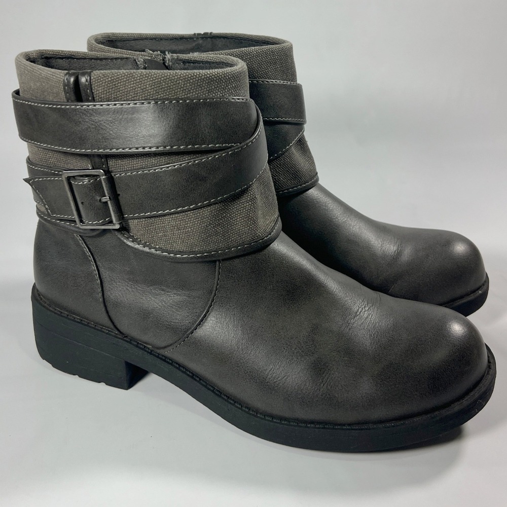 Rocket Dog Trepp Grand Orchard Cotton Ankle Boots Gray Buckle Straps Womens 9.5‎